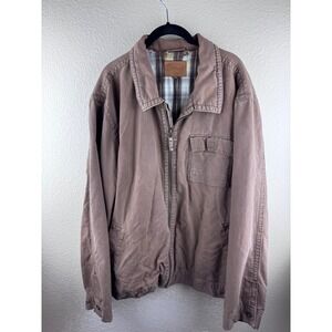 Vintage Cherokee Canvas Work Chore Coat Jacket XXL Brown Plaid Lined Rugged‎